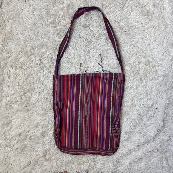 ◾️Handmade Bohemian Light Weight Tote Hobo Bag With Frill Accents & Calligraphy - Picture 7 of 7